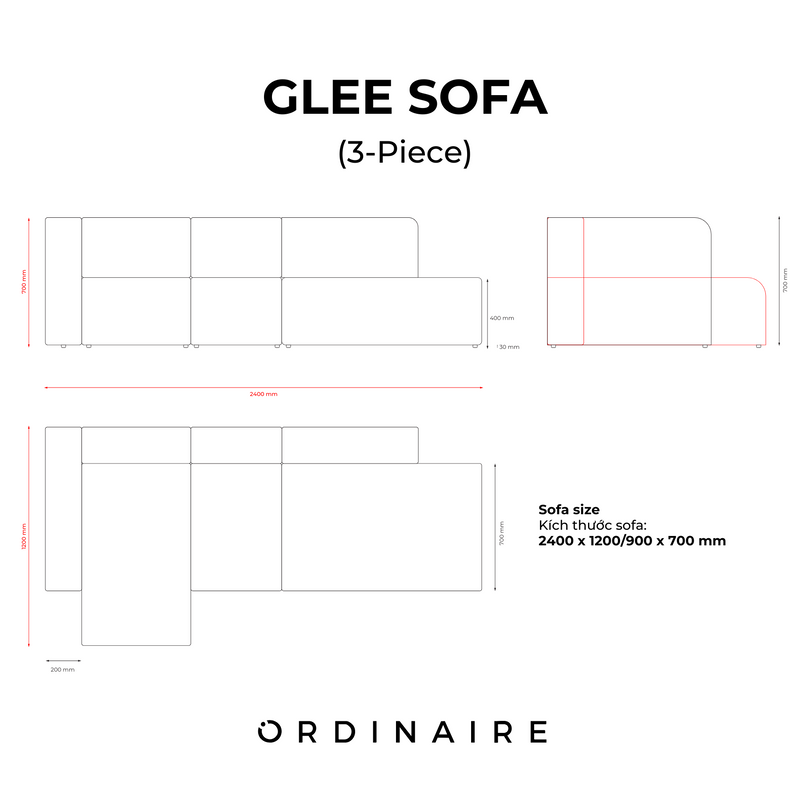 GLEE SOFA (ផ្នែក 3 ដុំ)