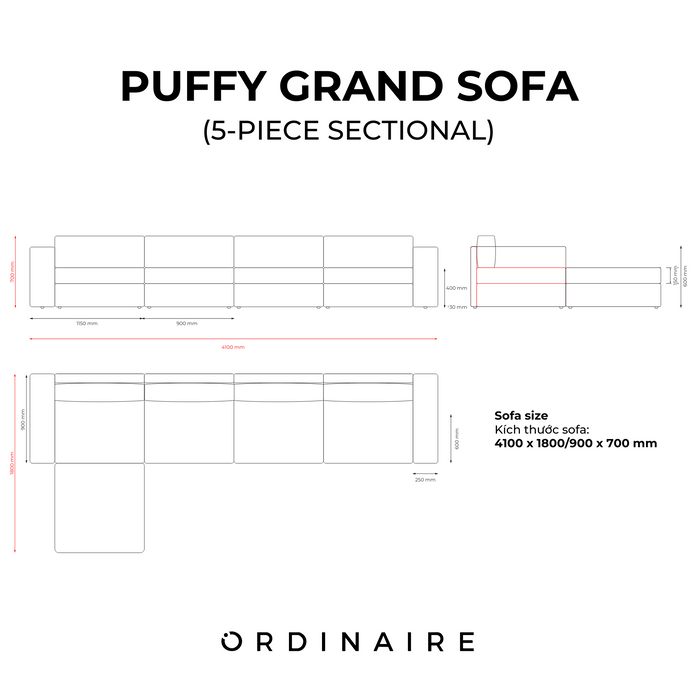 PUFFY GRAND SOFA - 5-PIECE SECTIONAL SOFA